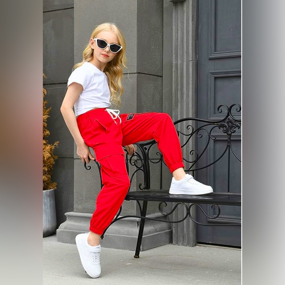 Red Cargo Pants 10-12 Y/O